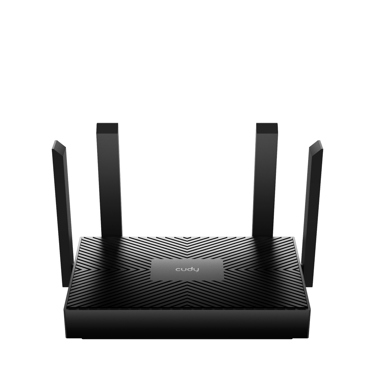 Router negro Cudy WR1500 con cuatro antenas.